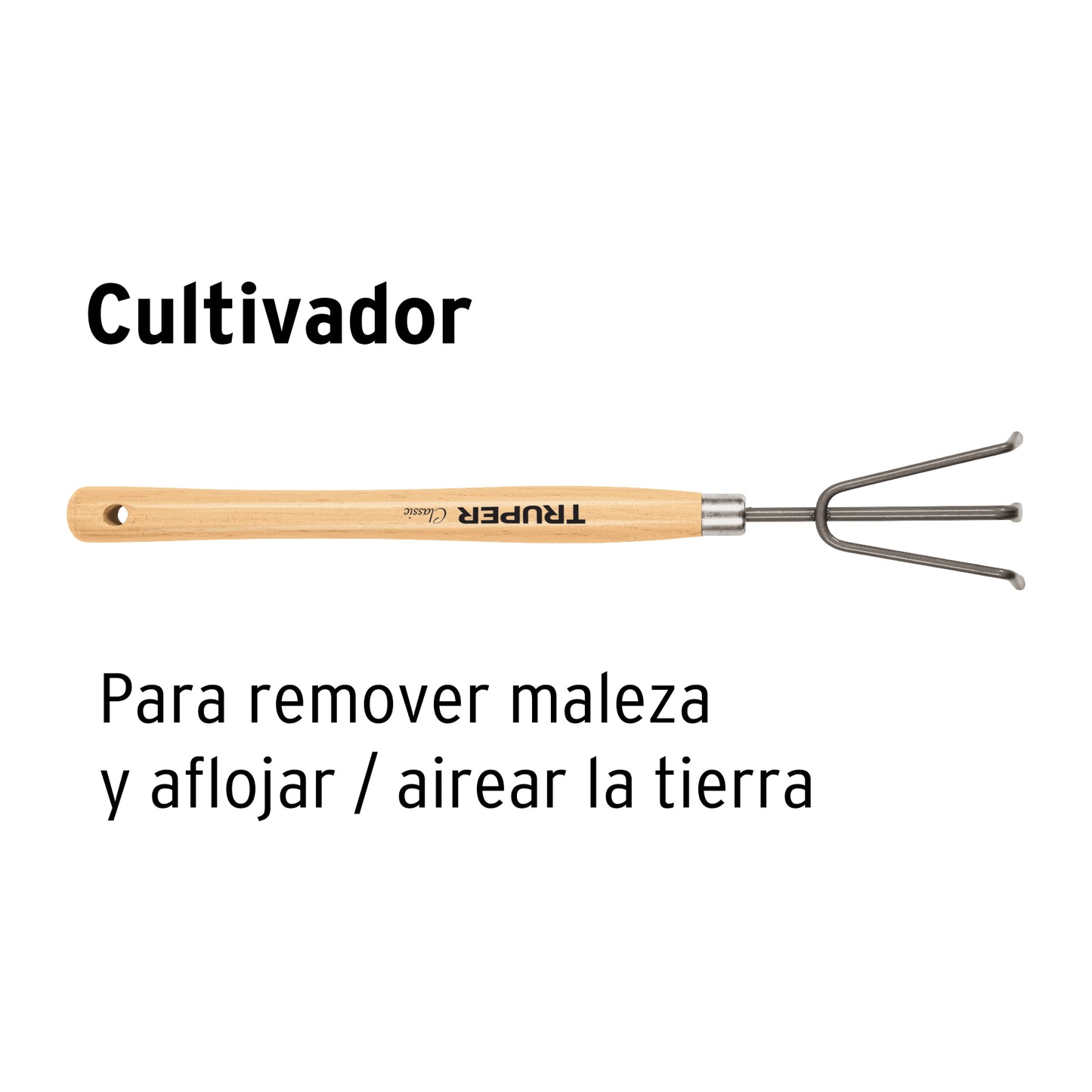 Cultivador para jardín, mango de 15", Truper