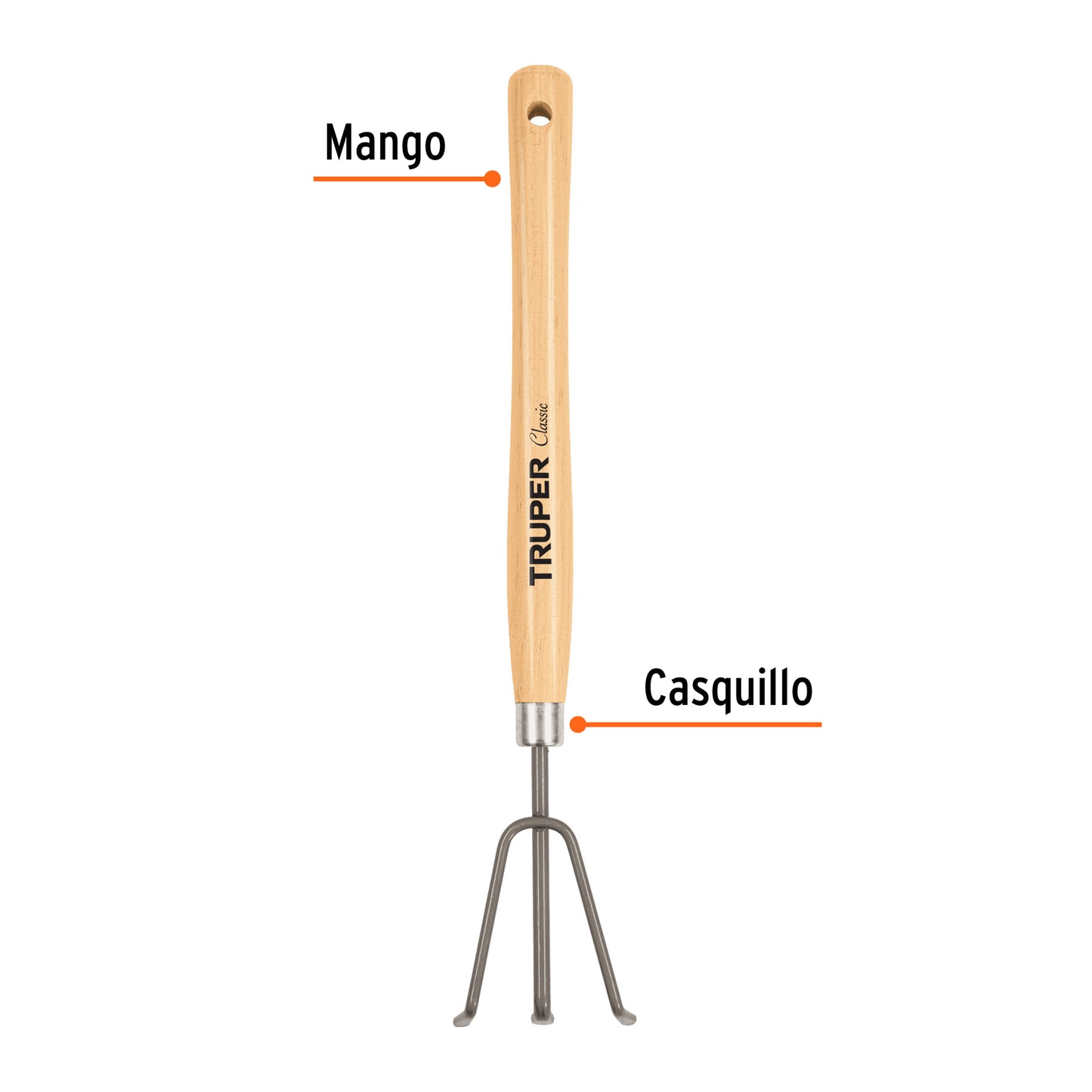 Cultivador para jardín, mango de 15", Truper