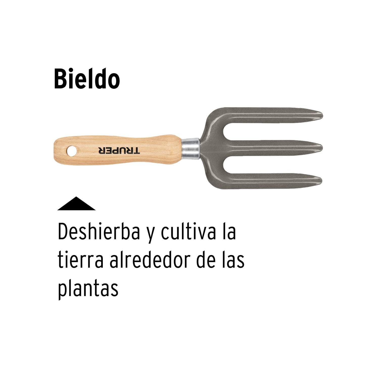 Bieldo para jardín, mango de 6", Truper
