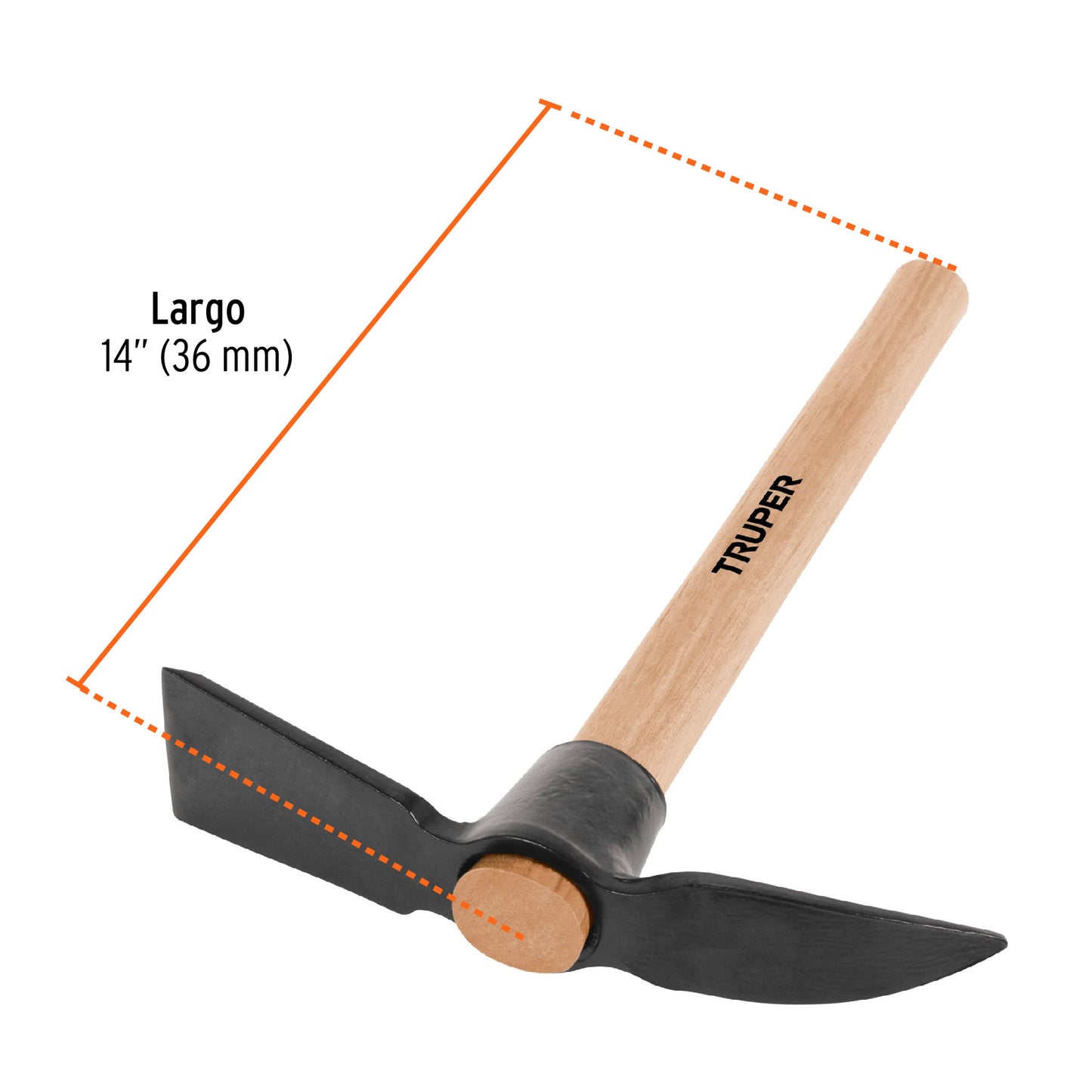 Talacho-pico, mango de madera 14", Truper