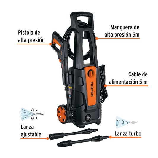 Hidrolavadora eléctrica 1800 PSI, Truper